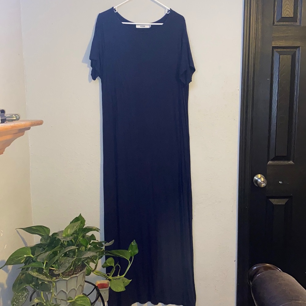 1X dark blue maxi dress from JustFab